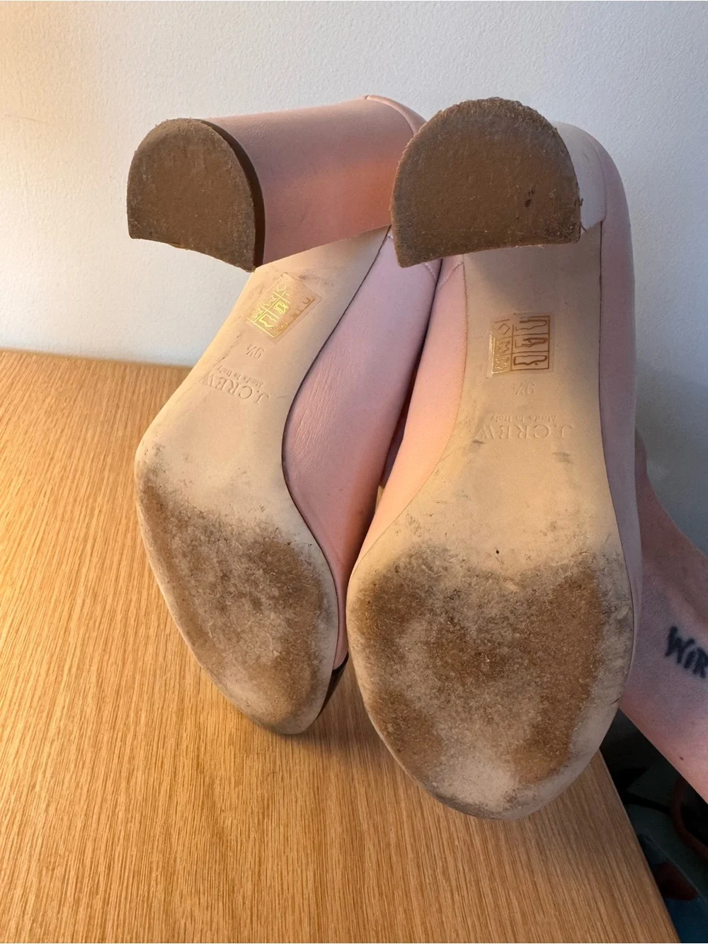 J. Crew Italian Leather Lena Block Heel Pumps - Pink with Black Cap Toe 9.5 - Picture 4 of 4
